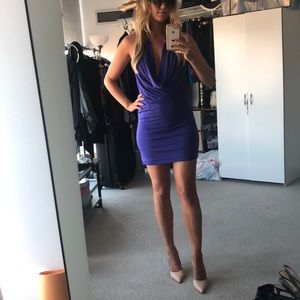 Bebe backless halter dress